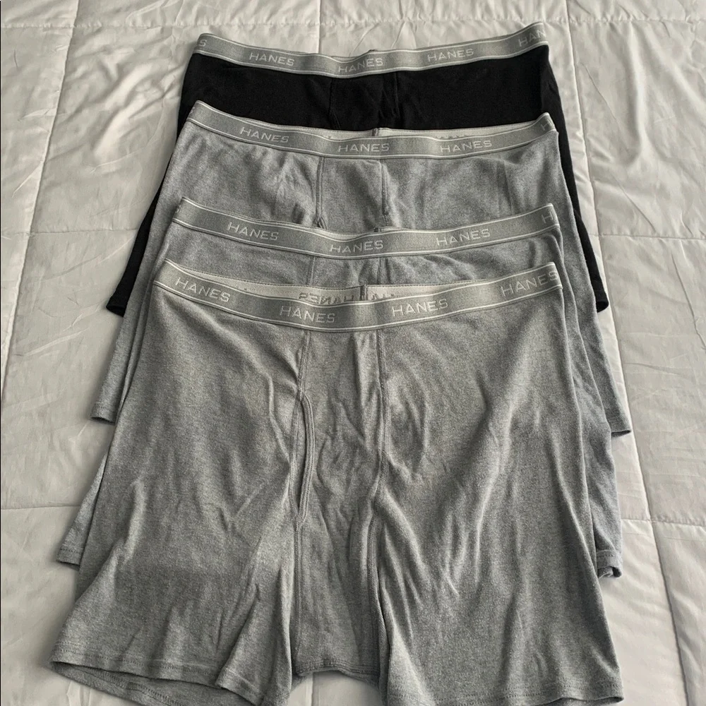 4 Men’s Hanes Cotton Blend Boxer Briefs 3XL Gray Black Comfort Flex Underwear